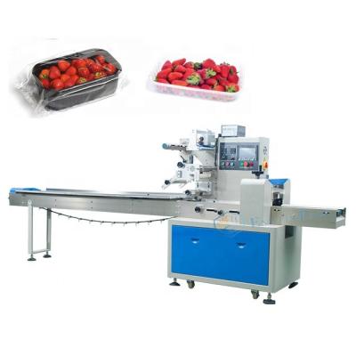 China Automatic Food Strawberry In Tray Packing Machine Cost for sale