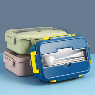 China Portable Wheat Straw Food Container Lunch Box Eco-Friendly Kitchen Tableware for sale