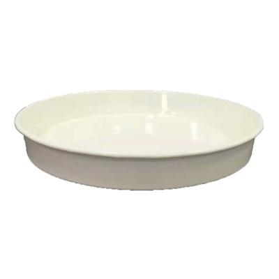 China Sustainable Hot Selling White Deep Round Salad Plate Enamel Salad Bowl for sale