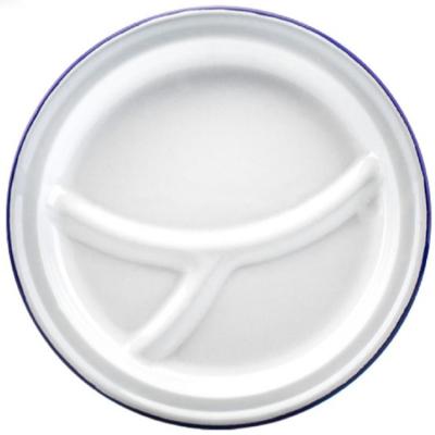 China Viable Hot Selling Divide Enamel Dish Lunch Dish White Deep Round Dinner Dish for sale