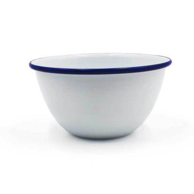 China Viable Hot Selling Custom Logo White Flanging Enamel Bowl Salad Bowl for sale