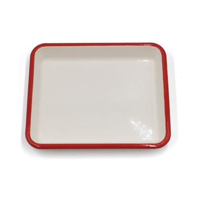 China Sustainable White Rectangle Enamel Dish for sale