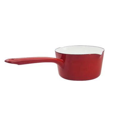 China Hotsell Sustainable Red Enamel Milk Pot And Pan for sale