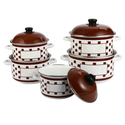 China Sustainable Techome Premium 18/20/22/24/26CM Enamel Pot Sets Enamel Cooker Casserole Five Piece Sets for sale