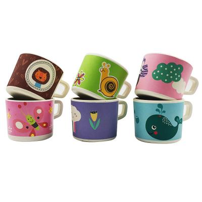 China Sustainable Factory Customized Cartoon Style Bamboo Fiber Mug With Handle for sale