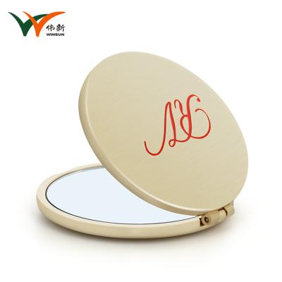 China Shell Luxury Mini Small Foldable Double Sides Silver Double Sided Gold Make Up Mirror With Custom Logo for sale