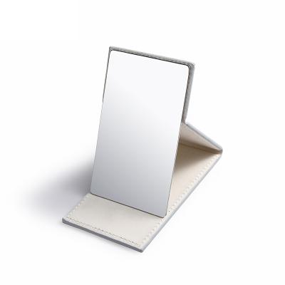 China Factory custom compact makeup original leather desk mirror stand desktop PU compact decorative mirror large for sale