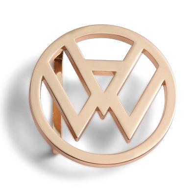 China Fashion Metal Belt Buckle Fashion Round Letter Rose Gold Car Logo Belt High Quality Back Buckle for sale