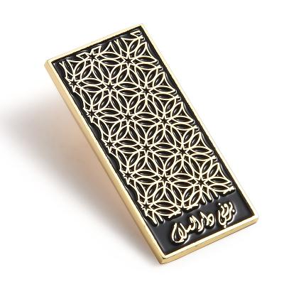 China high quality embossed design of 3D Logo Rectangle Enamel Metal Lapel Pin Badge With Your Own for sale