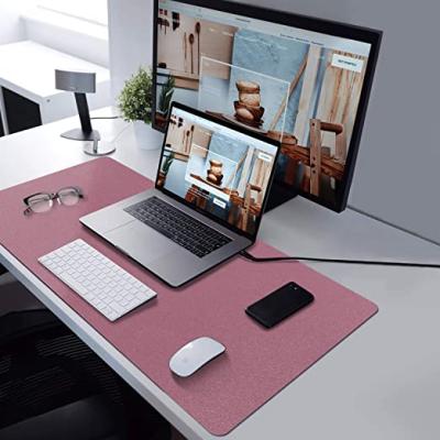 China Soft Charger Dual Side Wireless Mouse Pad Mat Desk Computer Leather Table Mat for sale