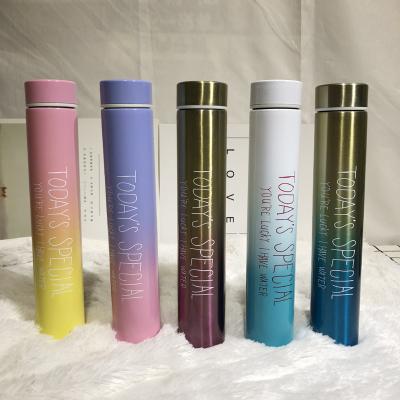 China PORTABLE wholesale fashion ladies gradient color long vacuum flask small stainless steel vacuum water cup for sale