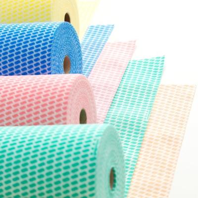 China Stocked All Purpose Non Woven Perforated Spunlace Roll Heavy Duty Wiper for sale