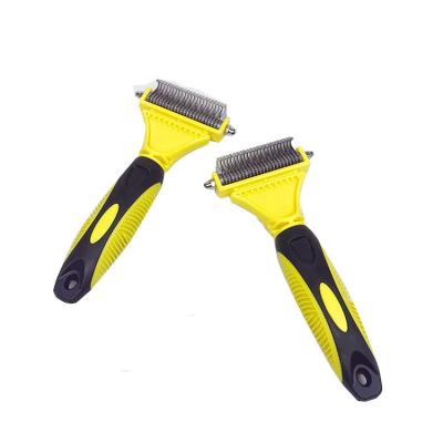 China Sustainable New Products On China Market Yellow Stainless Steel Metal Grooming Pet Brush for sale