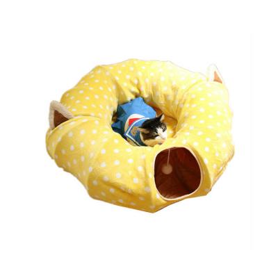 China 2019 New Inventions Flannel Tunnel Viable Siamese Cat Pet Interactive Toy With Hanging Ball for sale