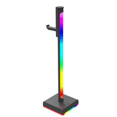 China Good Quality Earphone Stand USB Type-C Left Desk RGB Stand Earphones For Gamers Gaming PC Accessories Desktop Earphone Bracket for sale