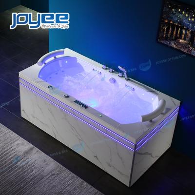 China bth humanized skirt armrest design luxurious couples spa massage double side (straight skirt) the new small jet free standing baht tub whirlpool 2 person for sale