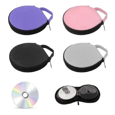 China Recyclable/Durable/Eco-friendly/Waterproof Portable CD DVD Case 20 Capacity Round Oxford CD Storage Bag Holder With Zipper For Home Car CD Box Bag for sale