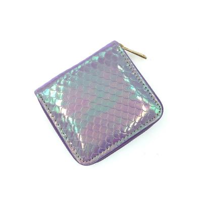 China Fashion 4-Color Women PU Leather Mini Wallet Mermaid Pattern Cute Coin Clips Card Holder Feminine Ladies Zipper Short Wallet for sale