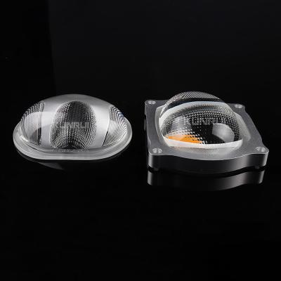 China Asymmetrical LED Street Light 107mm COB Lead Glass Lens for sale