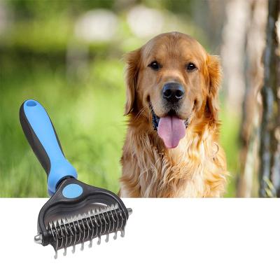 China Sustainable Dematting Brush For Dogs Cats 2 Sided Professional Pet Grooming Tool for sale