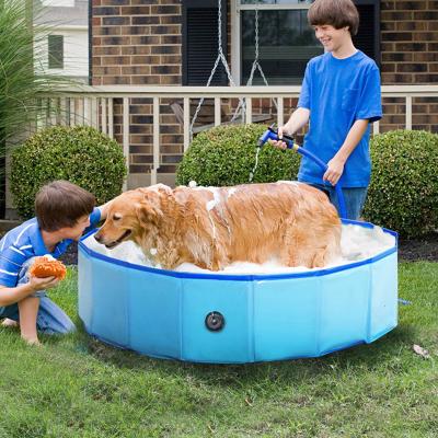 China Viable Collapsible Collapsible Pet Cat Bath Tub Collapsible Pet Outdoor PVC Folding Dog Pool Dog Wash Tub for sale