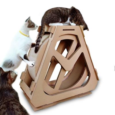 China Viable Waterwheel Cat Scratching Board Paper Ferris Wheel Cat Scratcher Fashion Pet Products from S for sale