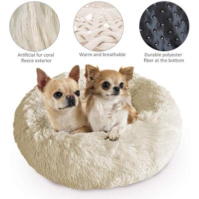 China Travel S 50cm Pet Beds Accessories Calming Puppy Plush Dog Cat Pet Bed Cute Luxury Soft Comfortable Pet Bed Dog for sale