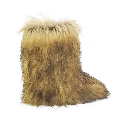 China Fashion trend women snow shoes style Round-toe slip on female flock snow boot ladies shoes women fur winter boots for sale