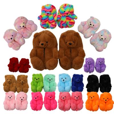 China Lovely Plush Fashion Trend Slippers Teddy Bear Slipper Comfortable House Furry Slides for sale