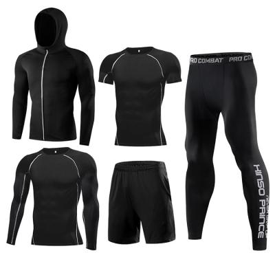 China Men's Outdoor Fitness Pulser Compression Gym Men's Fitness Sportswear QUICK DRY Clothing Tight Suit Set Running Sport 5pcs for sale