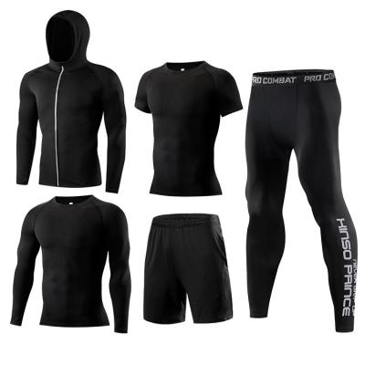 China Wholesale 5pcs/set QUICK DRY Men's Running Fitness Clothing Sportswear Gym Sports Wear Training Suit for sale