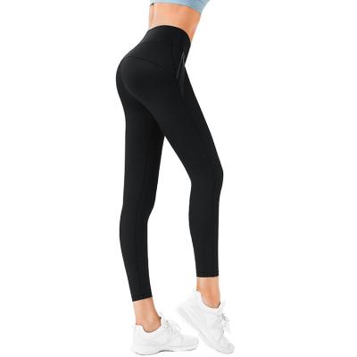 China Breathable Knit High Waist Tummy Control Yoga Pants With 2 Pockets Gym Fitness Clothing Workout Yoga Legging for sale