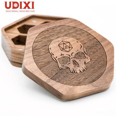 China Hot Sale Hexagon Wooden Nuts Box for DND RPG Dungeons and Dragons 7pcs Die Box for sale