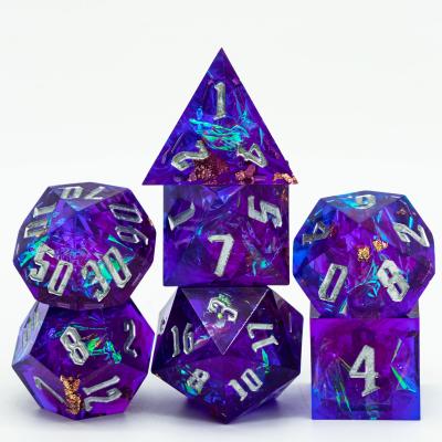 China Resin Udixi Edge Dice DND RPG Dungeons And Dragons Dice Set Purple&Blue for sale