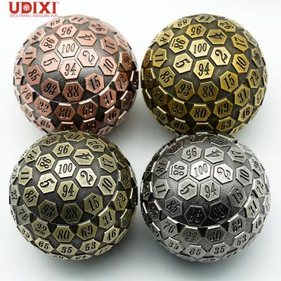 China Metal Plated Antique Metal D100 Puzzle Pame Game Dies 100 Sides Dies Spherical Dungeons And Dragons Dies for sale