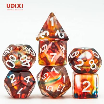 China Plastic Resin Udixi Polyhedron Dungeons and Dragons RPG Dnd D&D Dies Custom Set Red Colored Gloss for sale