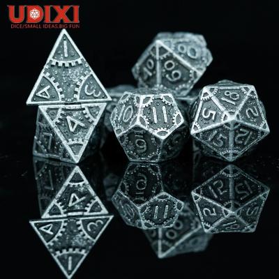 China Metal Dyed Black Metal Retro Polyhedral Dies for DND RPG MTG Board or Card Games Dungeons and Dragons Dies High Quality Set for sale