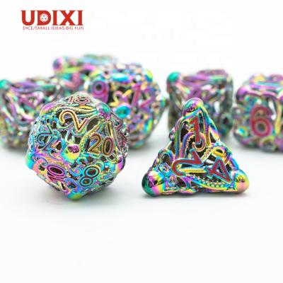 China Udixi Metal Dnd Hollow Dies Set Polyhedral RPG Dungeons And Dragons Dies for sale