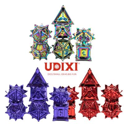 China Udixi 16mm dnd polyhedron wholesale metal dungeons and dragon d&d RPG custom metal dies set colorful for sale