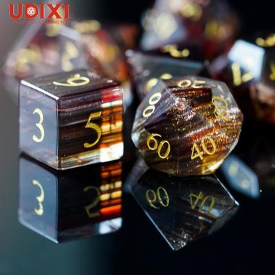 China Glass Dice RPG d&d dungeons and dragons Blonde Hair DND RPG Glass Dice Dice Set for sale