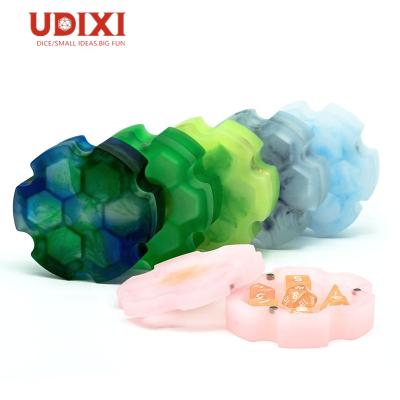 China Resin Udixi Frost Hexagon Resin Die Box Die Case for DND RPG Dungeons and Dragons for sale