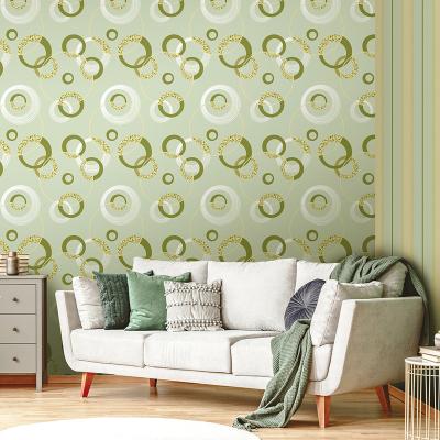 China Asian green circles design PVC wallpaper murals for living room 3D for sale