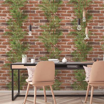 China Modern Brick And Plant Design 106 Cm Vinyl Wallpaper 3D Wall Covering for sale