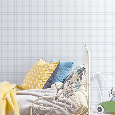 China Square Lattice Design Modern Light Blue Nonwoven Kids Room Wallpaper for sale