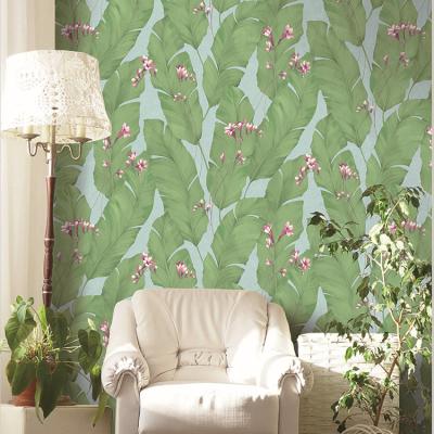 China Tropical Modern Natural Leaves Design 1.06m PVC Wall Paper Wallpaper for sale