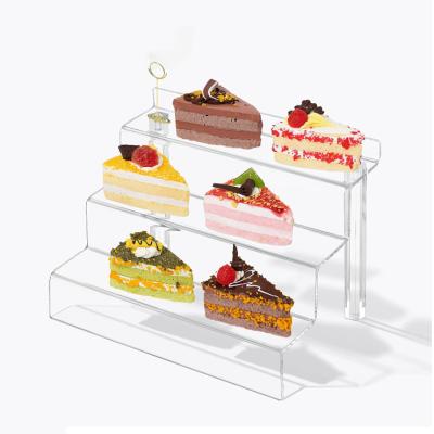 China Hot Sale Acryl Dessert Food Display Stand Risers 4 Tiers Clear Acrylic Riser FR434 for sale