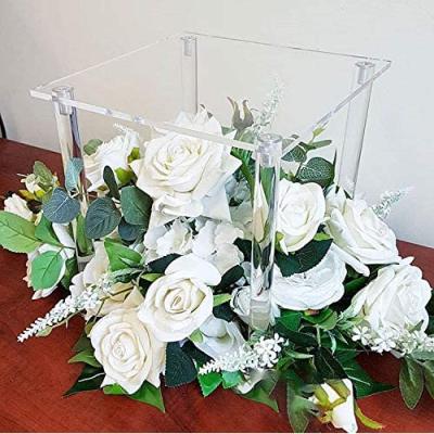 China Custom Square Wedding ACRYLIC Crystal Pedestal Stands For Flowers Tall Centerpiece Stand And 25cm Wedding Flower for sale