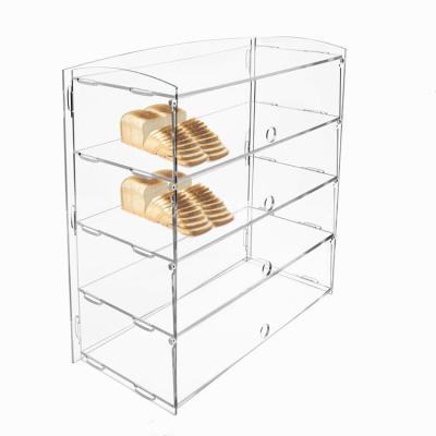 China Hot Sales 4 Tiers High Transparency Bread Showcase Bakery Display Cabinet Acrylic Bread Display Case BTS236 for sale