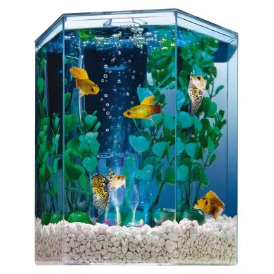 China Viable Size Custom Acrylic Hexagon Table Small Aquarium Fish Tank for sale