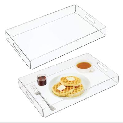 China Custom High Quality Acrylic Clear Rectangle Decorative Fruit Serving Dry Tray CRT-03 for sale